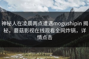 神秘人在凌晨两点遭遇mogushipin 揭秘，蘑菇影视在线观看全网炸锅，详情点击