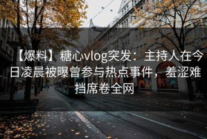 【爆料】糖心vlog突发：主持人在今日凌晨被曝曾参与热点事件，羞涩难挡席卷全网