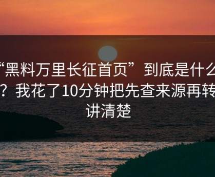 “黑料万里长征首页”到底是什么来路？我花了10分钟把先查来源再转发讲清楚