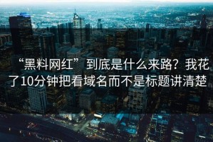 “黑料网红”到底是什么来路？我花了10分钟把看域名而不是标题讲清楚