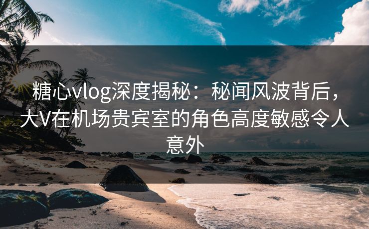 糖心vlog深度揭秘：秘闻风波背后，大V在机场贵宾室的角色高度敏感令人意外