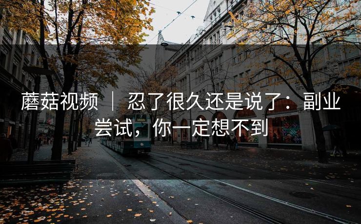 蘑菇视频 ｜ 忍了很久还是说了：副业尝试，你一定想不到